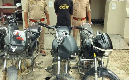 एटा: मारहरा पुलिस ने चोरी की तीन मोटरसाइकिलों के साथ युवक को दबोचा