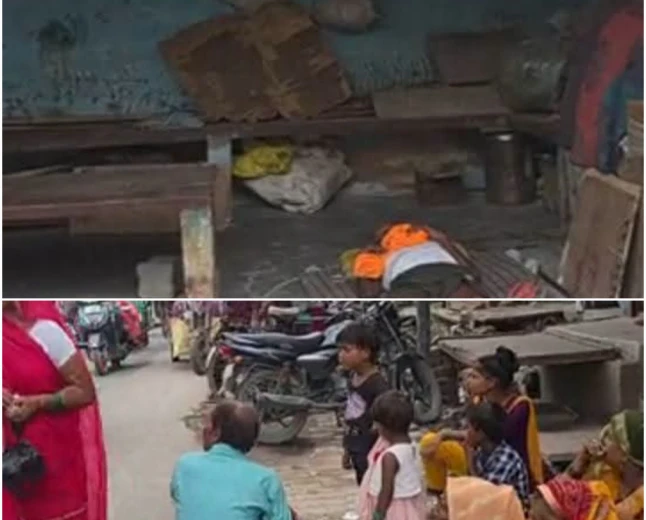 यात्रियों का प्रतीक्षालय बना बाबा का डेरा, सड़क किनारे बसों का इंतजार कर रहे यात्री