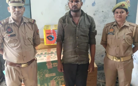एटा: जैथरा पुलिस ने 50 किलो अवैध पटाखे बरामद किए, एक गिरफ्तार