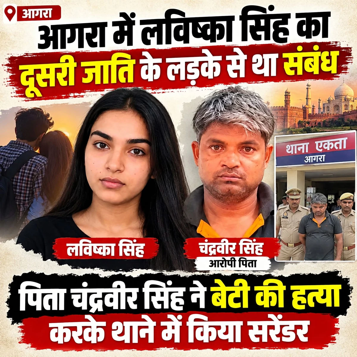 आगरा ऑनर किलिंग: प्रेम प्रसंग से नाराज पिता ने की 17 वर्षीय बेटी की हत्या