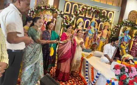 श्रीमद्भागवत कथा में कृष्ण जन्म पर गूंजा जयघोष