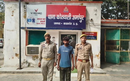 Kasganj news पोक्सो एक्ट में वांछित अभियुक्त को अमाँपुर पुलिस ने किया गिरफ्तार 